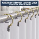 Gold Shower Curtain Rings, 12 Pack Shower Curtain Rings for Bathroom, Shower Rings Rust Proof, Metal Round Shower Hooks Rings for Shower Curtain Rod, Zinc Alloy - Image 3