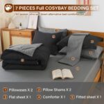 Cosybay Bed in a Bag King Reversible Comforter Sets 7pcs All Season Down Alternative Bedding Sets Black and Grey with Comforter, Pillow Shams, Flat Sheet, Fitted Sheet and Pillowcase - Image 8
