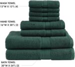Madison Park 800GSM Bathroom Towel Set of 8 100% Cotton Bath Towel Set for Bathroom Luxurious Highly Absorbent 2 Bath Towels 2 Hand Towels 4 Washcloths Quick Dry Spa Quality Dark Green - Image 5