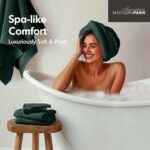 Madison Park 800GSM Bathroom Towel Set of 8 100% Cotton Bath Towel Set for Bathroom Luxurious Highly Absorbent 2 Bath Towels 2 Hand Towels 4 Washcloths Quick Dry Spa Quality Dark Green - Image 6