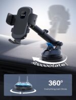 Lamicall Car Phone Holder - [Strongest Military-Grade Suction Cup] 360° Rotation Phone Holders for Your Car Quick Release Adjustable Car Phone Mount Dashboard for iPhone 16 Galaxy Smartphone Truck - Image 6