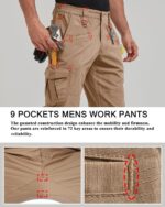 Mens Work Pants Cargo Tactical Construction for Men Ripstop Waterproof Lightweight Outdoor Hiking with Pockets - Image 3