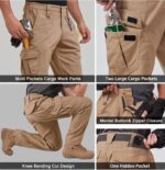 Mens Work Pants Cargo Tactical Construction for Men Ripstop Waterproof Lightweight Outdoor Hiking with Pockets - Image 5