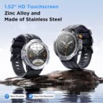 Sanag C29 Smart Watch for Men Women, 1.52" HD Screen Rugged Smart Watch with 120+ Sports Modes, Heart Rate Tracking, Sleep Monitor, Bluetooth Call, Extra-Long Battery, Black - Image 3
