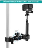 Super Double Clamp Camera Mount Chair Umbrella Clamp, with 360° Magic Arm Double Ball Head Adapter for Umbrella, Pole, Strollers, Motorcycle, Photo Studio Light Stand, Photo Boom Stand - Image 4