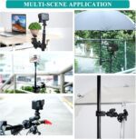 Super Double Clamp Camera Mount Chair Umbrella Clamp, with 360° Magic Arm Double Ball Head Adapter for Umbrella, Pole, Strollers, Motorcycle, Photo Studio Light Stand, Photo Boom Stand - Image 7