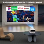 Smart Projector with WiFi 6 and Bluetooth Built-in Apps - 4K Support Portable Bedroom Mini Projector Native 1080P , 2025 New Auto Keystone & Zoom Home Theater Cinema Movie Proyector, 120° Stand - Image 4