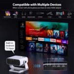 Smart Projector with WiFi 6 and Bluetooth Built-in Apps - 4K Support Portable Bedroom Mini Projector Native 1080P , 2025 New Auto Keystone & Zoom Home Theater Cinema Movie Proyector, 120° Stand - Image 5