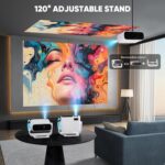 Smart Projector with WiFi 6 and Bluetooth Built-in Apps - 4K Support Portable Bedroom Mini Projector Native 1080P , 2025 New Auto Keystone & Zoom Home Theater Cinema Movie Proyector, 120° Stand - Image 7
