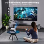 Smart Projector with WiFi 6 and Bluetooth Built-in Apps - 4K Support Portable Bedroom Mini Projector Native 1080P , 2025 New Auto Keystone & Zoom Home Theater Cinema Movie Proyector, 120° Stand - Image 8