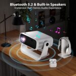 Smart Projector with WiFi 6 and Bluetooth Built-in Apps - 4K Support Portable Bedroom Mini Projector Native 1080P , 2025 New Auto Keystone & Zoom Home Theater Cinema Movie Proyector, 120° Stand - Image 9