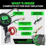 Rhino USA Digital Tire Pressure Gauge with Inflator (0-200 PSI) - Heavy Duty Air Chuck and Compressor Accessories with Stainless Braided Hose, Large 2" Dial and Solid Brass Hardware for Truck and RV - Image 6