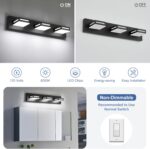 24-Inch 3-Light LED Modern Black Bathroom Vanity Light Fixtures Over Mirror, Bathroom Lighting Fixtures with Cool White 6000K, Vanity Wall Lights for Bath Restroom Powder Room - Image 5