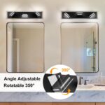 24-Inch 3-Light LED Modern Black Bathroom Vanity Light Fixtures Over Mirror, Bathroom Lighting Fixtures with Cool White 6000K, Vanity Wall Lights for Bath Restroom Powder Room - Image 7