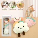 Kitten Chew Toys for Teething with Catnip – 3Pcs Bite Resistant Plush Cat Toys (Strawberry, Cloud Bell, Sunflower Stick) - Image 7