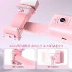 Auto Face Tracking Tripod 360° Rotating Cell Phone Photo and Video Kits Stand, No App, Phone Camera Stand with Remote and Gesture Control for Live Recording Tiktok Pink1 - Image 4