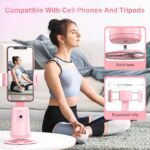 Auto Face Tracking Tripod 360° Rotating Cell Phone Photo and Video Kits Stand, No App, Phone Camera Stand with Remote and Gesture Control for Live Recording Tiktok Pink1 - Image 5