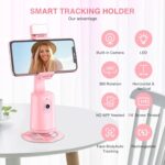 Auto Face Tracking Tripod 360° Rotating Cell Phone Photo and Video Kits Stand, No App, Phone Camera Stand with Remote and Gesture Control for Live Recording Tiktok Pink1 - Image 6