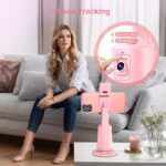 Auto Face Tracking Tripod 360° Rotating Cell Phone Photo and Video Kits Stand, No App, Phone Camera Stand with Remote and Gesture Control for Live Recording Tiktok Pink1 - Image 7