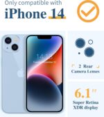 GVIEWIN for iPhone 14 Case Floral, with Screen Protector+Camera Lens Protector,[Non Yellowing] Soft Shockproof Clear Phone Protective Cover for Women, Flower Pattern Design 6.1"(Sweet Posy/Blue) - Image 3