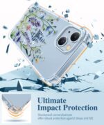 GVIEWIN for iPhone 14 Case Floral, with Screen Protector+Camera Lens Protector,[Non Yellowing] Soft Shockproof Clear Phone Protective Cover for Women, Flower Pattern Design 6.1"(Sweet Posy/Blue) - Image 5