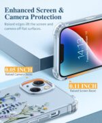 GVIEWIN for iPhone 14 Case Floral, with Screen Protector+Camera Lens Protector,[Non Yellowing] Soft Shockproof Clear Phone Protective Cover for Women, Flower Pattern Design 6.1"(Sweet Posy/Blue) - Image 6
