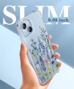 GVIEWIN for iPhone 14 Case Floral, with Screen Protector+Camera Lens Protector,[Non Yellowing] Soft Shockproof Clear Phone Protective Cover for Women, Flower Pattern Design 6.1"(Sweet Posy/Blue) - Image 7