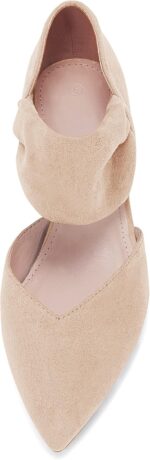 Coutgo Womens Low Kitten Heel Dress Shoes Pointed Toe Slip on Ankle Strap Cutout Elegant Party Wedding Pumps - Image 6