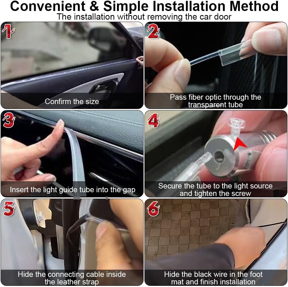 Interior Car LED Strip Lights APP Control, 5 in 1 RGB 16 Million Colors Ambient Lighting Kit with 236 inches Fiber Optic, Music Mode Inside Car Lighting Decorations - Image 6