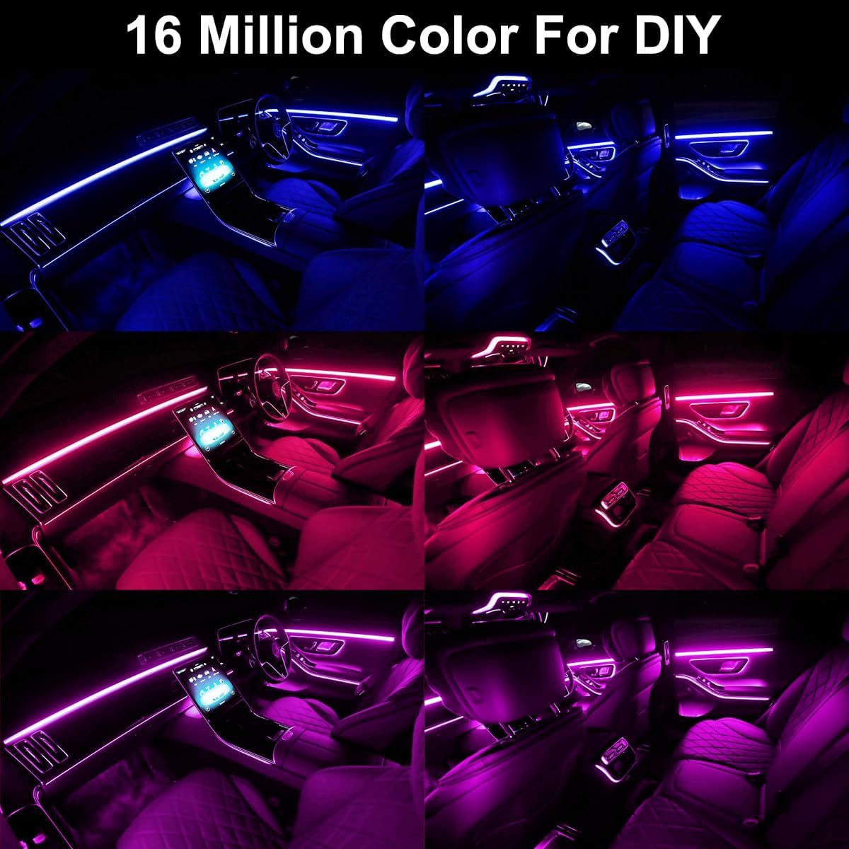 Interior Car LED Strip Lights APP Control, 5 in 1 RGB 16 Million Colors Ambient Lighting Kit with 236 inches Fiber Optic, Music Mode Inside Car Lighting Decorations - Image 8