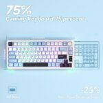 AULA S75 PRO Wireless Mechanical Keyboard with Screen&Knob, 75% Hot Swappable Gaming Keyboard with Pre-lubed Switches, RGB Backlit, PBT Keycaps Creamy Sounding Pc Gaming Keyboards - Image 10