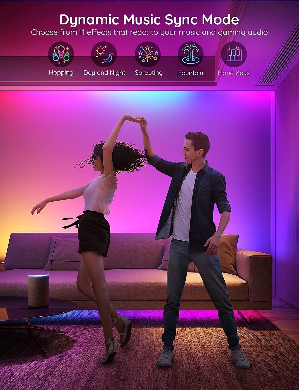 Govee 100ft RGBIC LED Strip Lights, Smart LED Lights Work with Alexa and Google Assistant, LED Lights for Bedroom WiFi App Control Segmented DIY Multiple Colors, Color Changing Light, (2 x 50ft) - Image 7