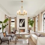 Gold Chandelier with White Shades, 6-Light Modern Farmhouse Chandeliers for Dining Room, Rustic Round Hanging Light Fixture for Kitchen Island Bedroom Office Living Room Entryway - Image 5