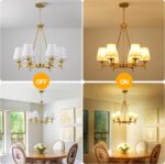 Gold Chandelier with White Shades, 6-Light Modern Farmhouse Chandeliers for Dining Room, Rustic Round Hanging Light Fixture for Kitchen Island Bedroom Office Living Room Entryway - Image 6