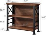 HOMBAZAAR Book Shelf,3 Tier Small Bookshelf with Metal Frame and Backboard,Rustic Brown Deep Bookcase with Engineered Wood Shelves,Short Shelf Bookcase for Living Room,Bedroom and Office - Image 3