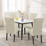 SearchI Dining Room Chair Covers Set of 4, Stretch Printed Floral Parsons Chair Slipcovers Removable Washable Kitchen Chair Protector Cover for Dining Room, Hotel, Ceremony (Beige Textured Grid) - Image 3