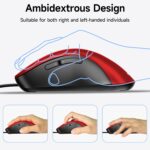 memzuoix Wired Mouse, USB Computer Mouse 1400 DPI Mobile Optical Mouse Ergonomic Design Computer Mice with 5FT Cord for Laptop, PC, Desktop, MacBook, 5 Buttons (Pomegranate Red) - Image 6