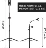 Tripod Stand for Ipad,Gooseneck 65-inch Floor Stand for Tablet,Floor Stand for iPad Tripod with 360° Rotating Mount for Mini, Air, Pro and All 4.7-11.9 Inch Tablet and Phone - Image 3