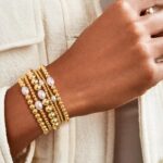 M MOOHAM Gold Beaded Bracelets for Women - 14k Real Gold Plated Beaded Pearl Bracelet Set Stack for Women Trendy Non Tarnisn, Adjustable Stretch Bracelet Jewelry Gifts for Teen Girls Women - Image 4