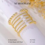 M MOOHAM Gold Beaded Bracelets for Women - 14k Real Gold Plated Beaded Pearl Bracelet Set Stack for Women Trendy Non Tarnisn, Adjustable Stretch Bracelet Jewelry Gifts for Teen Girls Women - Image 8