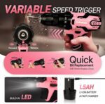 COMOWARE 12V Pink Cordless Drill Home Tool Kit, Pink Drill Set for Women, Lady's Home Repairing Tool Kit Hand Tool Set for DIY Large-Capacity Tool Storage Bag Included - Image 4
