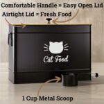 Cat Food Storage Container with Scoop - 15 lb (50 Cup) Capacity Metal Cat Food Container with Airtight Bamboo Lid & Metal Scoop - Airtight Pet Food Storage Containers - 15 lb Treats & Kibble Container - Image 3