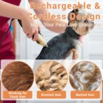 Rechargeable Cordless Dogs Cats Horse Grooming Clippers - Professional Pet Hair Clippers with Comb Guides for Dogs Cats Horses and Other House Animals Pet Grooming Kit - Image 8