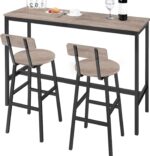 Bar Stools, Set of 2 Round Bar Chairs with Footrest, 24.4 Inches Bar Stools with Back, Counter Bar Chairs, for Dining Room, Kitchen, Greige BAHG02101N2 - Image 7