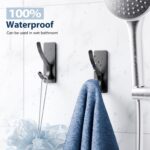 Self Adhesive Towel Hooks: Extra Strong 13LB, Stainless Hook for Hanging Loofah, Towels, Coat, Bath Robe Bathroom Shower, Black, 4 Pack - Image 4