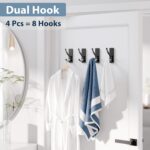 Self Adhesive Towel Hooks: Extra Strong 13LB, Stainless Hook for Hanging Loofah, Towels, Coat, Bath Robe Bathroom Shower, Black, 4 Pack - Image 5