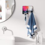 Self Adhesive Towel Hooks: Extra Strong 13LB, Stainless Hook for Hanging Loofah, Towels, Coat, Bath Robe Bathroom Shower, Black, 4 Pack - Image 7