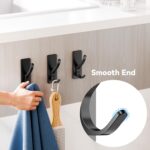 Self Adhesive Towel Hooks: Extra Strong 13LB, Stainless Hook for Hanging Loofah, Towels, Coat, Bath Robe Bathroom Shower, Black, 4 Pack - Image 8