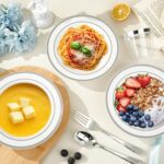 50 Pack Plastic Bowls with Silver Rim, 12 oz Disposable Soup Bowls, Heavy-duty Dessert Salad Bowl for Party, Wedding, Dinner, Christmas, Thanksgiving, and Catering - Image 4