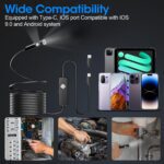 Endoscope with Light, 1920P HD Borescope with 8 Adjustable LED Lights, 16.4FT Semi-Rigid Snake Camera, IP67 Waterproof Inspection Tool for iPhone & Android - Dual Lens - Image 8